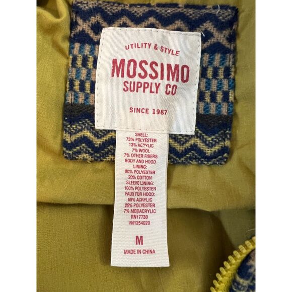 Mossimo Supply Co. Geometric Aztec Print Jacket Faux Fur Hood Women's M - Picture 5 of 11